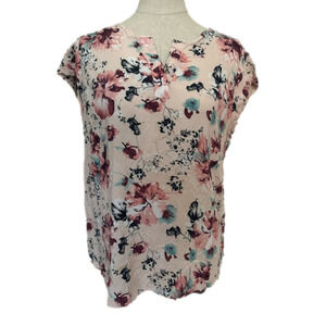 Rose & Thyme Cap Sleeve Peach Blouse V-Neck